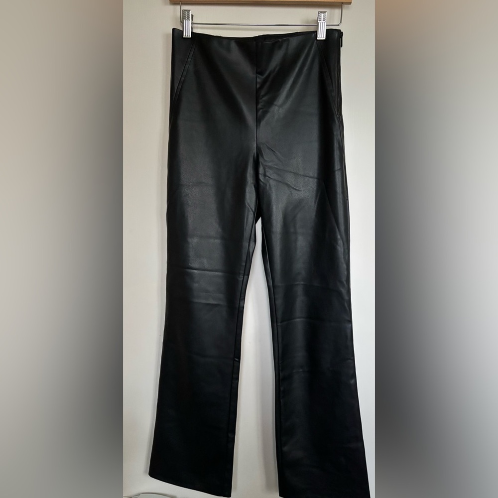 ZARA Straight Leg Faux Leather Pants Size small